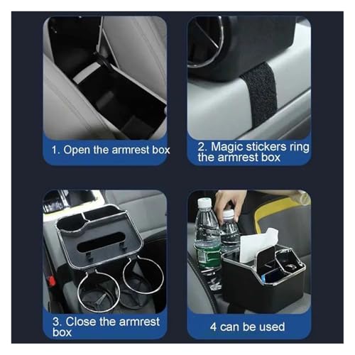 Portavasos organizador para apoyabrazos de carro negro miniatura 6