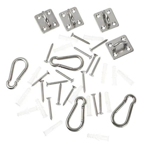 HAWILLOSCH 4-Piece Heavy Duty Stainless Steel with Snap Hooks Anchors for Ceiling Perfect for Hammock Fixtures