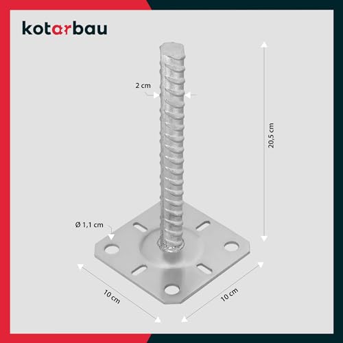 Pie de pilar acero galvanizado plata 100x100x200 mm soporte para poste KOTARBAU 4