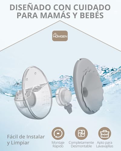 HOMGEN Sacaleches Eléctrico Manos Libres Portátil con Pantalla LED Extractor de Leche Materna Inalámbrico con 4 Modos y 12 Niveles Bomba de Lactancia Silenciosa Recargable para Casa Trabajo y Viaje - imagen 4