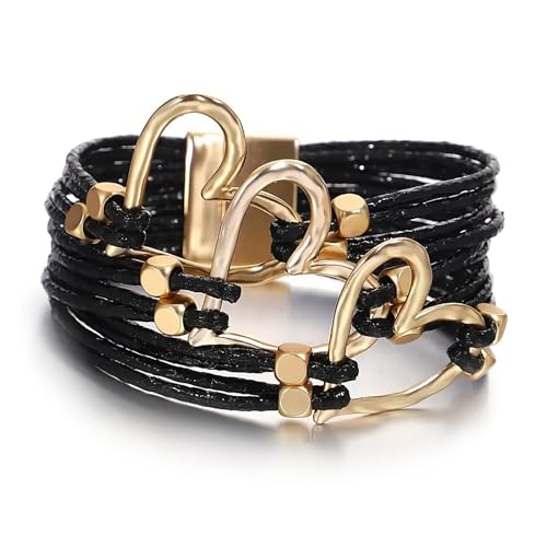 Image of Fesciory Leather Wrap Bracelets for Women, Boho Leopard Multi-Layer Crystal Beads Cuff Bracelet Jewelry
