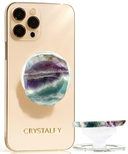 Soporte magnético de fluorita arcoíris CRYSTALFY con accesorio de joyería natural