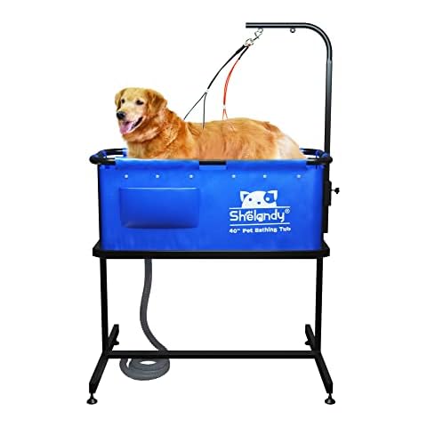 SHELANDY 40" Pet Bathtub | Dog Cat Grooming Bathing and Shower Cover