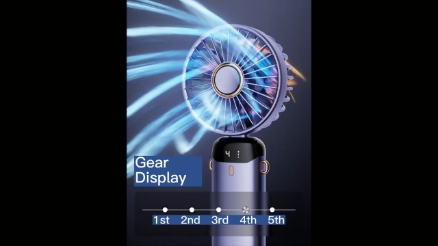Ventilateur Portable Rechargeable USB 5 Vitesses - Pliable, écran LED, 1000 MAh (Violet)