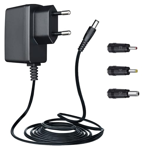 Adaptador de alimentación de 5 V 1 A/1000 mA, CA 100-240 V 50/60Hz a CC 5 V 1A 5 W enchufe de pared, positivo medio, cable de 1,8 m de largo para un uso estable y flexible, incluye 3 puntas,