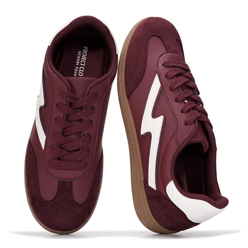 Project Cloud Fashion Sneakers for Women 2026 - Lace-Up Shoes Trendy Women Sneakers with Memory Foam Insole Women's Fashion Sneakers Non-Slip Womens Shoes (Irita, Irita-Burg,11M) Burgundy
