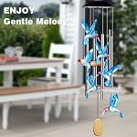 DesGully Chimes de vent,Colibri solaire pour le changement de couleur externe,4 Tubes en aluminium Vent Bell pour jardin / Patio Decor Cadeaux d'action de grâce pour maman, femme, Grand-mère Voisins(25 Tonalité profonde de pouce)