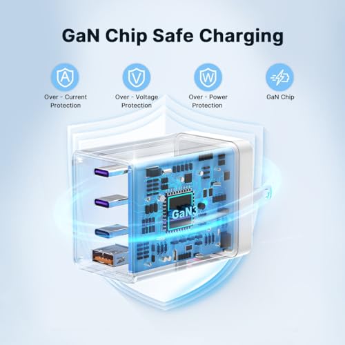 Image of 200W USB C Charger Block, Adapter for iPhone 17 /16 /15 Pro Max Charger Fast Charging, Foldable 4-Port GaN5 Fast Charging Block, Dual 65W Laptop Super Fast Charger Type C for MacBook Pro /Air iPad