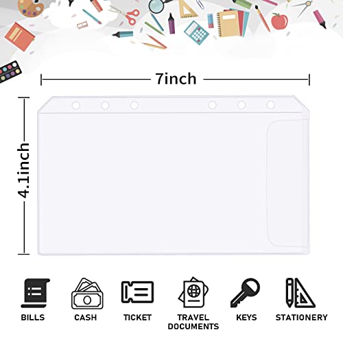 Qixin 60Pcs A6 Binder Pocket No Zipper Clear Budget Planner Inserts Bulk Budget Binder Organizer Cash Envelopes For Budgeting Waterproof Pvc Loose Leaf Bags Card Sleeves For 6 Ring Notebook #TOP2