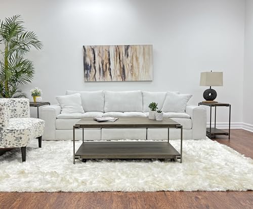 espidoo Coffee Table Set with Casters - 3-Piece Metal Frame Wood Living Room Tables - Modular Furniture for Rental Apartments & Small Spaces