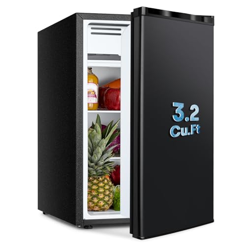 DollarDash 3.2 Cu.Ft Compact Refrigerator with Freezer, 7-Temperature Settings, Adjustable Thermostat & Removable Shelves, Single Door Mini Fridge for Dorm, Apartment, Office (1 Door)
