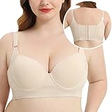 Sutliant Deep Cup Bra Hide Back Fat Wide Band Back Smoothing Bras for Women Plus Size Push Up Bra Back Fat Full Coverage Bras Nude