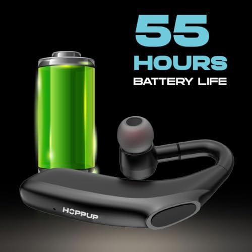 Image of HOPPUP Rush Mono Bluetooth in Ear Earphone with 55 Hours Hands Free Calling, 180 Left Right Rotation, Bluetooth 5.0 Technology, Built in Mic (Black)