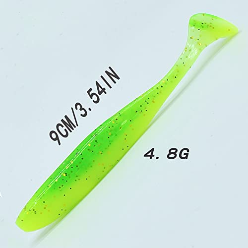 Soft Fishing Lures, 100PCS/50PCS Soft Plastic Baits Kit with Box for Fishing Trout Redfish Saltwater/Freshwater, 10 Mixed Colors/5Mixed Colors(50PCS/9cm/4.8g) - Thumbnail 3