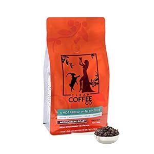 Clean Coffee Co Whole Bean Coffee, Medium Dark Roast, 12 Ounce Bag, Single-Origin, Toxin-Free, Rich In Antioxidants, Low Acid, Smooth Taste