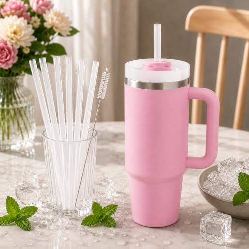 Image of Replacement Straws Compatible with 30 oz Stanley Quencher Tumbler, 10.5 Inch Reusable Straws, Drinking Cup Accessories,Milky White- 6 Pack