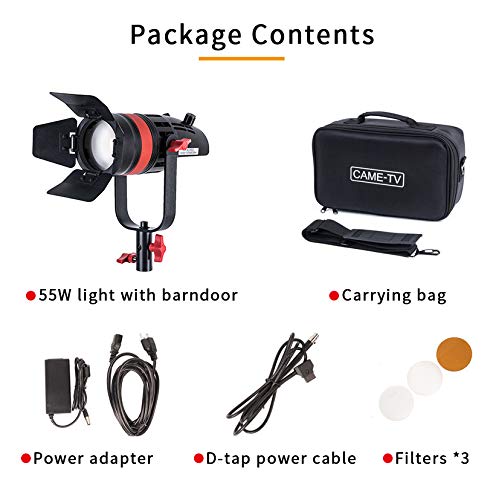 Came-Tv Boltzen Q-55Wmkii Cob 55W Fresnel Focusable Led Video Light, Daylight 5600K Cri96 Tlci97 App Control Lighting Effects Barn-Door Carry Bag #TOP5