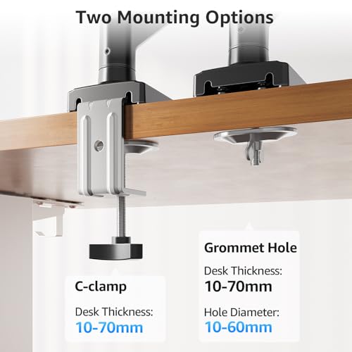 MOUNTUP Monitor Halterung mit Laptopablage, 2 in 1 verstellbare Laptop Armhalterung für 14-17 Zoll-Notebooks und 32 Zoll-Monitore, für bis zu 10 kg, EU3717