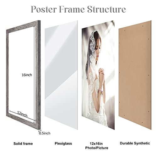 Rustic Grey 12X16 Picture Frame 2 Pack, Natural 16X12Inch Canvas Poster Frame Set Of 2, Multiple Gallery Concert Portrait Wall Photo Pic Frames, Anniversary/Wedding/Birthday/Thank You/Christmas Gift #TOP4