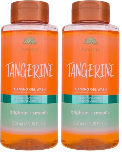 Image of Tree Hut Tangerine Foaming Gel Wash, Hydrating & Moisturizing Body Wash with Shea Butter & Nourishing Essential Oils, Daily Cleanser for Soft Smooth Skin, 18 fl oz (Pack of 2)