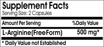 L-Arginine 500mg ~ 200 Capsules - No Additives ~ Naturetition Supplements
