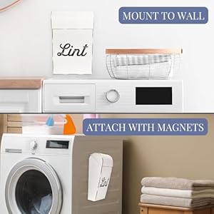 AuldHome Design Farmhouse Enamelware Lint Holder Bin Distressed White Laundry Room Decor