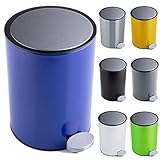 Bamodi Kosmetikeimer Edelstahl 3l - Badezimmer Mülleimer mit Softclose-System Zum Verlieben - Badeimer Absenkautomatik Edelstahl-Mülltonne mit herausnehmbarem Inneneimer (Blau)