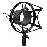 Audibax Araña Black - Montura Antichoque para Micrófono - Araña Anti-Vibración con Suspensión para Micrófonos de Estudio - Clip con Soporte de Montaje de 46 a 48 mm de Diámetro - Color Negro