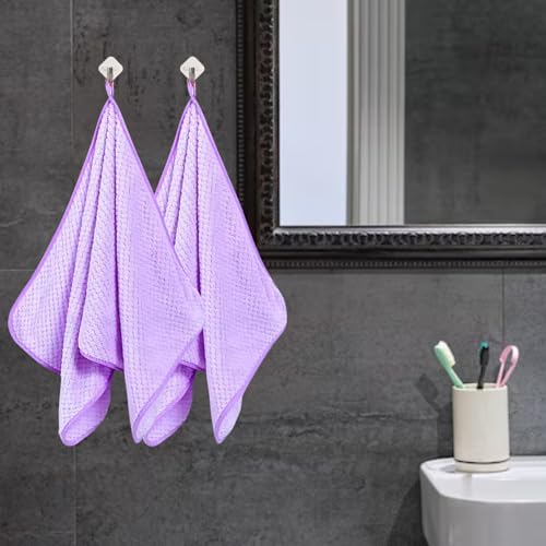 Image of LINEAR Microfiber Hand Towel /Highly Absorbent Hand Towels for Bathroom /Soft Hand Microfiber Face Towel /Towel for Men, Women,Gym (SIZE-75x35) (Purple)