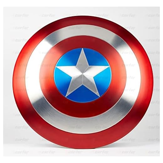 Carfar Hantverk Captain America massiv metall sköld kopia för halloween kostym teater rollspel med läderremmar och visningsstativ