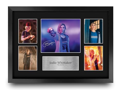 Image of HWC Trading Jodie Whittaker Doctor Who Gifts Printed Signed Autograph Presentation Photo Montage Display for TV Show Fans - A3 Framed