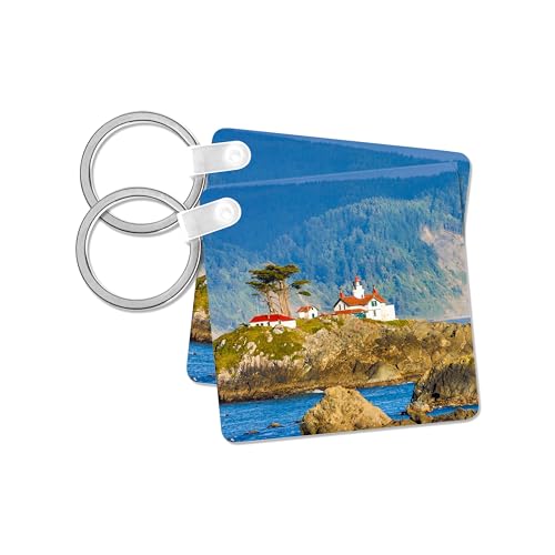 3dRose, USA, California, Crescent City. Lighthouse and harbor, set of