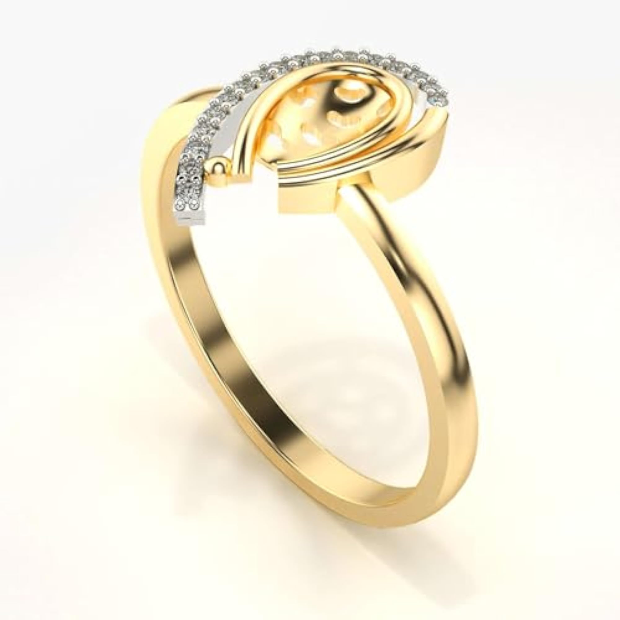 Women's Stylish Sterling Silver & Certified Lab Grown Diamond Ring, 0.07cts
