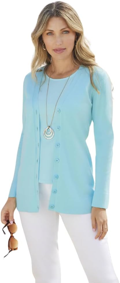 V-Neck Boyfriend Cardigan for Women, Cotton Open Front Jacket with Long Sleeves, Relaxed Fit Outerwear Coat