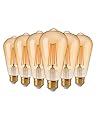 EDISHINE 6 Pack Vintage LED Edison Bulbs, ST64 Dimmable Led Light Bulbs, 700LM 2200K Amber Warm Light, 240° Beam Angle & E26 Base, 8W Equivalent 60W, Decorative Antique LED Filament Bulbs for Home
