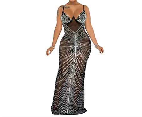 Vestidos casuais femininos moda vestido de verão com decote em V com diamantes embutidos maxi vestid