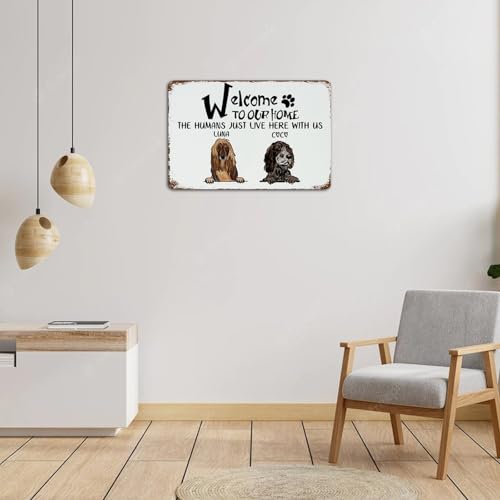 Plaque rétro en métal décoration pour salon et jardin panneau humour animaux domestiques