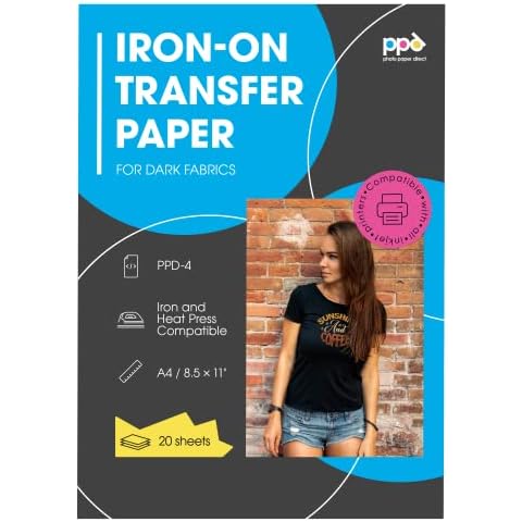 PPD Inkjet Premium T Shirt Transfer Paper A4 for Dark Fabric x 20 Sheets PPD-4-20 Cover