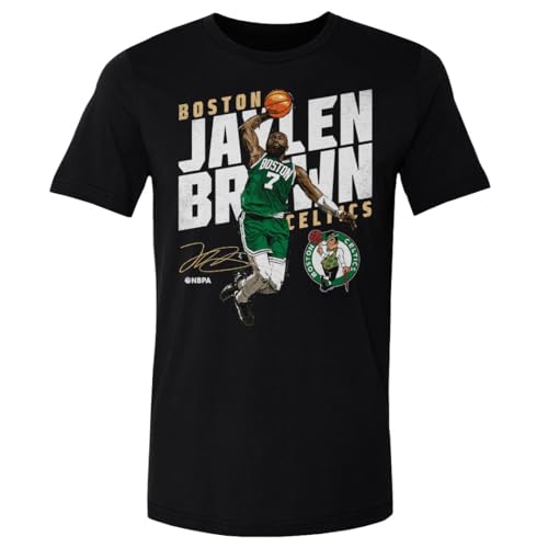 500 LEVEL Jaylen Brown Boston Celtics Shirt - Jaylen Brown Boston Celtics Slant WHT (Black, Large)