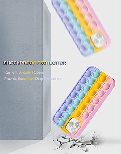 Aupartuds Pop It Phone Case For Iphone 8 7 6,Stress Reliever Push Pop Bubble Fidget Toys Cover,Cute Funny Soft Silicone Protective Shell For Iphone Se 4.7 Inch - Rainbow #TOP6