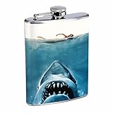 Shark Attack Jaws Flask S1 Stainless Steel 8oz Hip Silver Alcohol Whiskey Drinking Brandy Rum