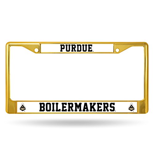 Rico Industries NCAA Purdue Boilermakers Team Colored Chrome License Plate Frame, Gold