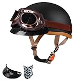 【Casco da moto a mezza faccia in stile retrò tedesco】: il casco ha un design retrò alla moda a mezza faccia, che ricorda i primi caschi da motociclista. Questo casco si abbina perfettamente a qualsiasi scooter/moto/moto da turismo su strada/motoslitta/moto d'acqua/auto bilanciata.
