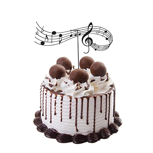 Zuou Music Notes Cake Toppers,Black Musical Notation Cake Toppers,Musical Theme Birthday Party Supplies Suitable For Birthday Musician Party thumb #4