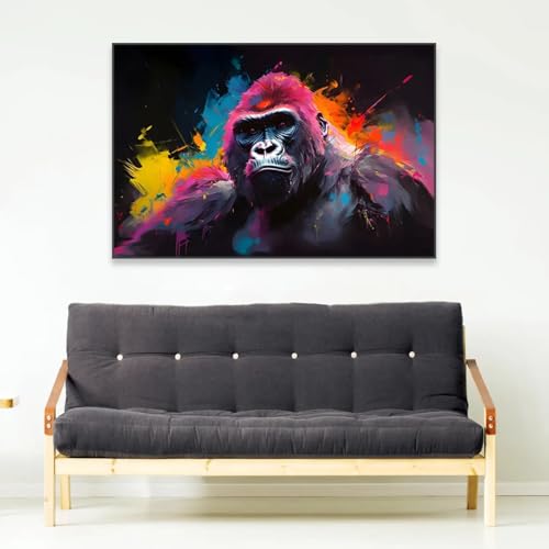 Toile graffiti gorille coloré de 60x90cm pour décorer un bureau moderne - 5
