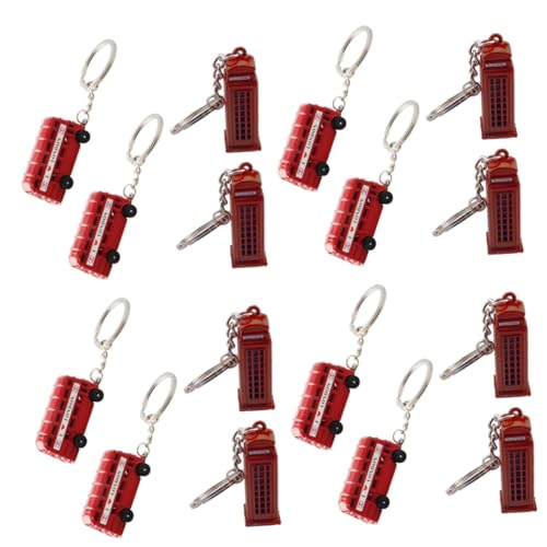 Porte-clés en métal bus londonien double étage rouge, accessoire souvenir cabine téléphonique
