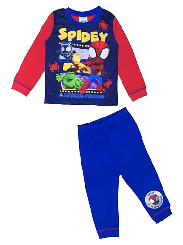 Marvel Spidey & Friends Jungen Spider-Man Schlafanzug Nachtwäsche Blau Rot Alter 18 Monate - 5 Jahre, blau / rot, 4-5 Years