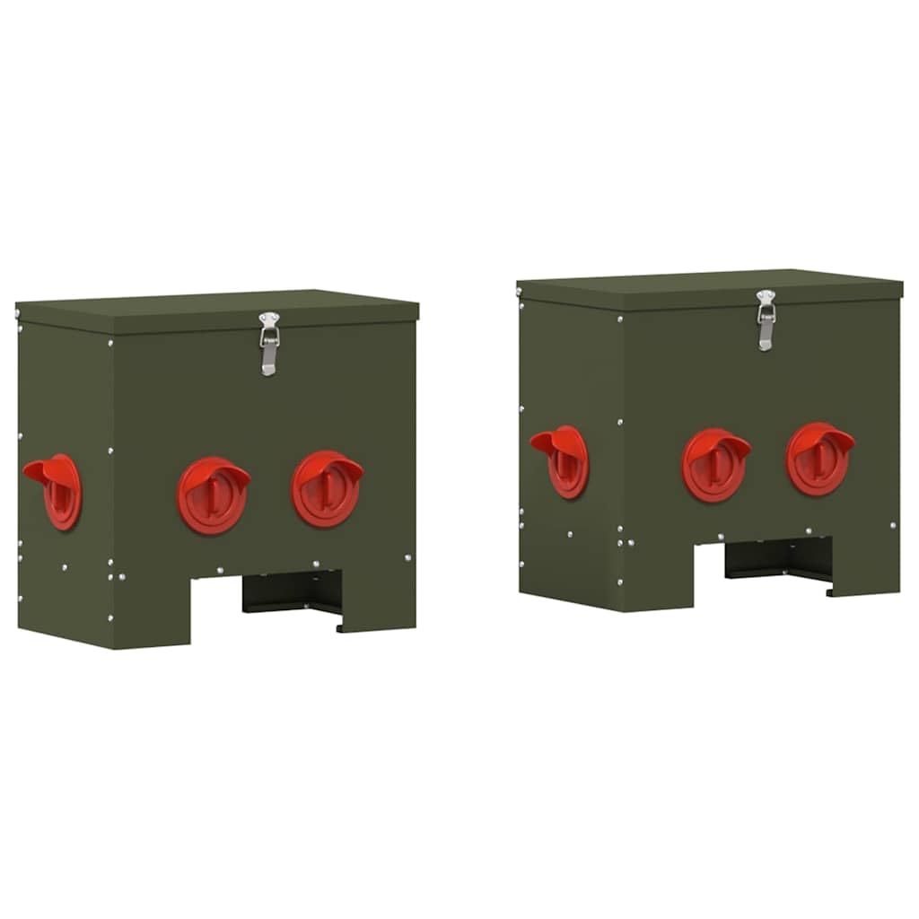 Hühnerfütterer 2 pcs Olive Grün 40,5 x 25 x 38 cm,5.92kg,879985