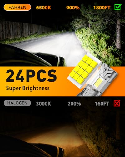 Image of FAHREN 2026 Upgraded H7 Light Kits Bulbs, 40000LM 900% Insane Brightness Light Bulb, 6500K 1:1 Halogen Mini Size H7 Bulb with Fan, Off-Road Use No Adapter Required Plug-and-Play, Pack of 2