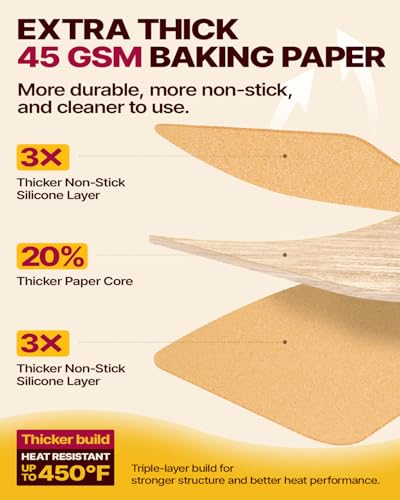 Image of Katbite 200Pcs 12x16 In Unbleached Parchment Paper for Baking, Precut Parchment Paper Sheets, Heavy Duty Flat Baking Paper, Half Sheet Baking Sheets for Baking Cookies, Cooking, Air Fryer, Oven